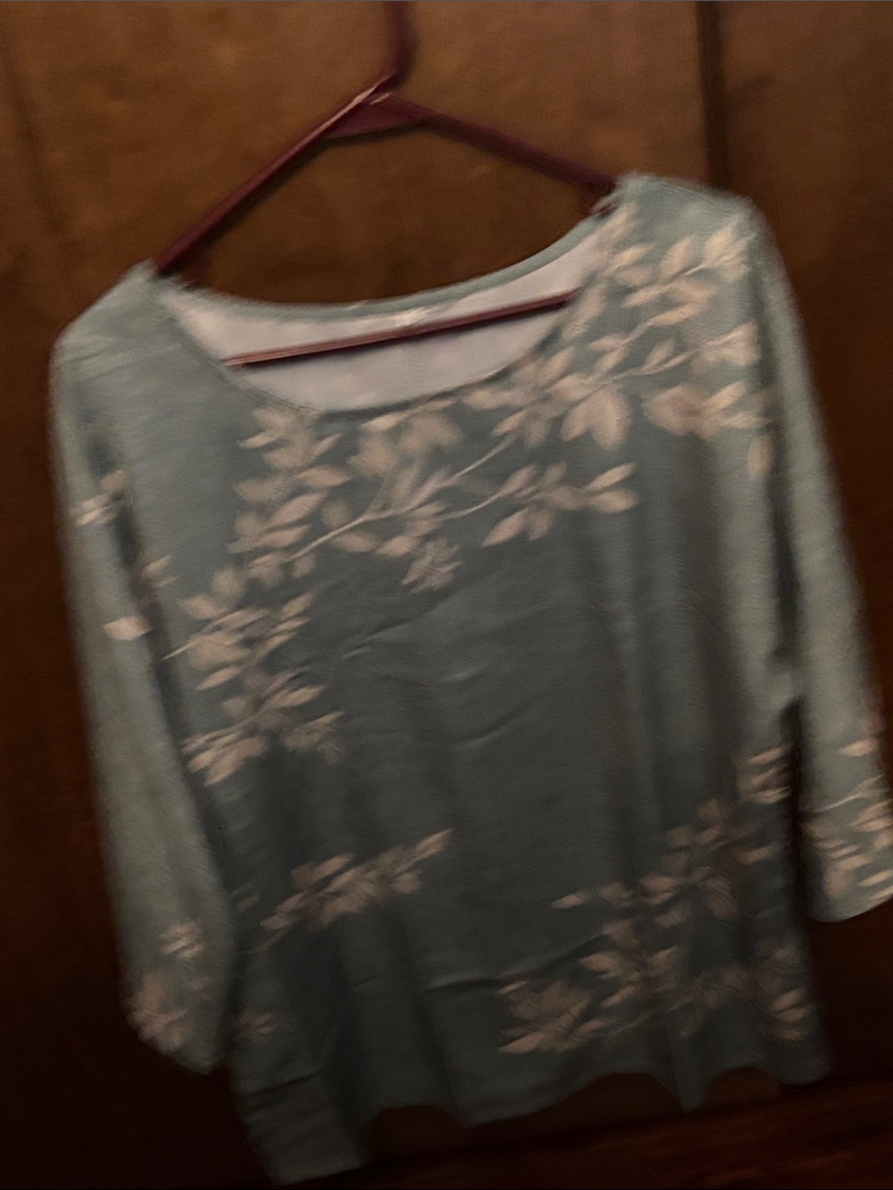 Women's Blue Floral Scoop Neck Top